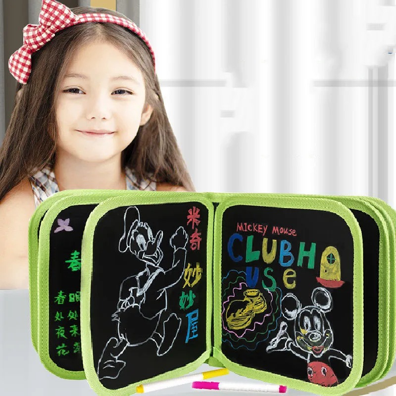Multi Pages, Reusable & Eraseable Book Blackboard With Colour Markels Set